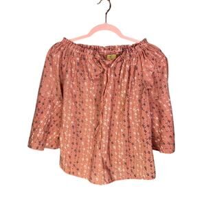 Extra Belleza Top Women's Size Small Bell Sleeve Boho Floral Airy Western Shirt